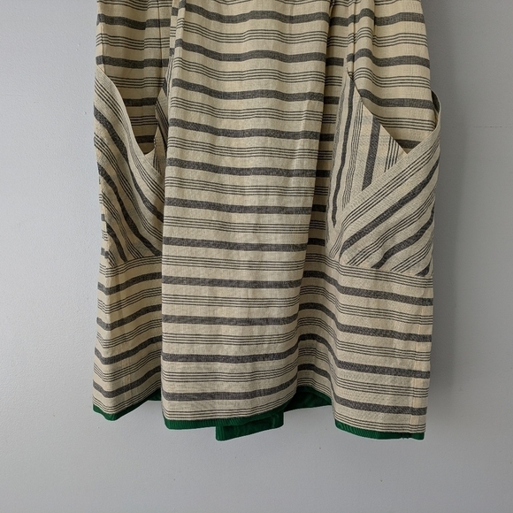 Anthropologie Maeve Dress Women's 14 Gray Cream Changing Stripes Lined Straps - Picture 2 of 8